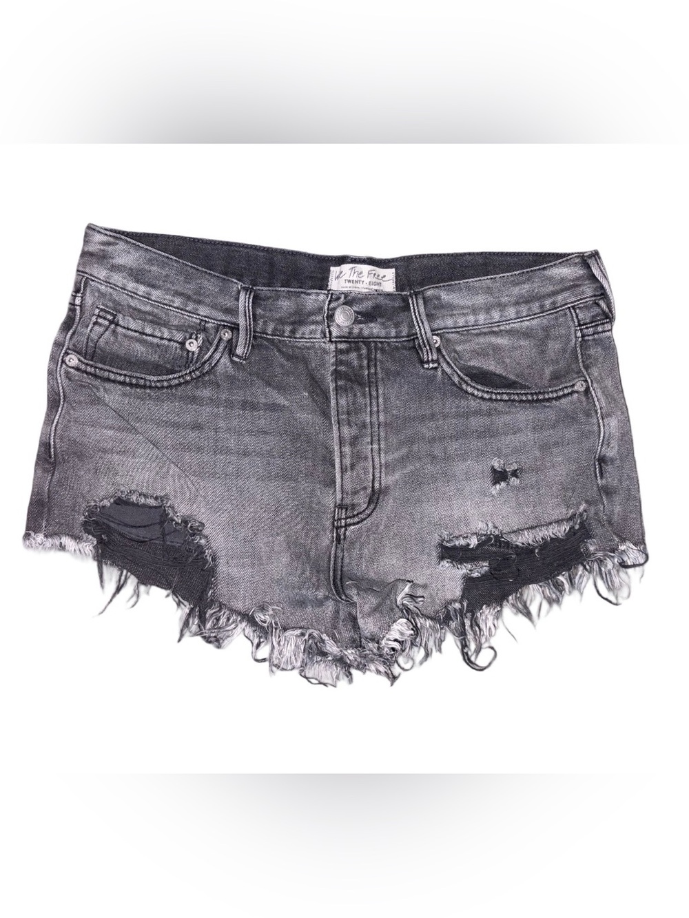 We The Free Free People Black Wash Distressed Denim Cutoff Shorts Size 28